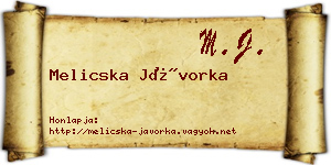 Melicska Jávorka névjegykártya